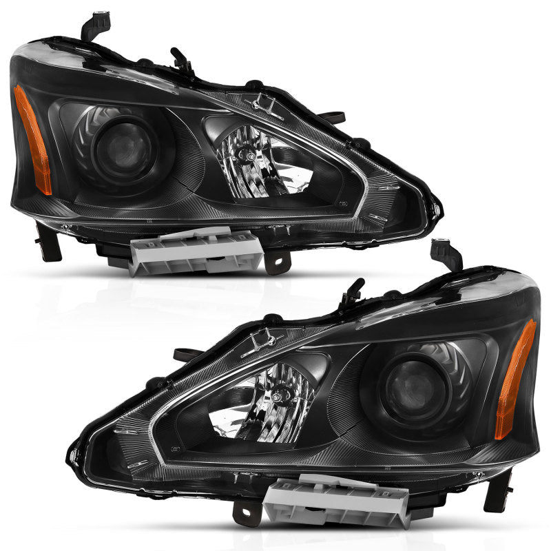 ANZO 2013-2015 Nissan Altima Projector Headlight Black Amber 121549