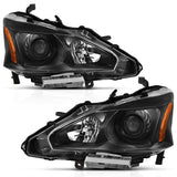 ANZO 2013-2015 Nissan Altima Projector Headlight Black Amber 121549