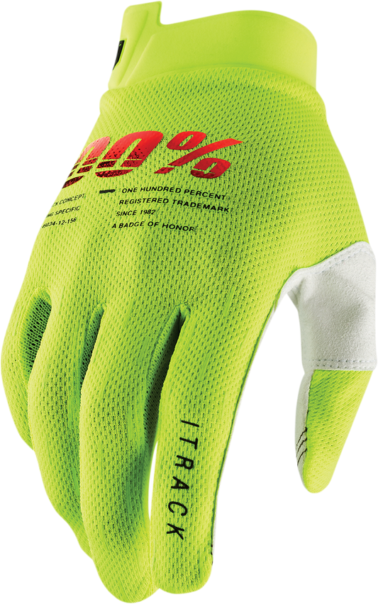 100% Youth iTrack Gloves - Fluo Yellow - Large 10009-00006
