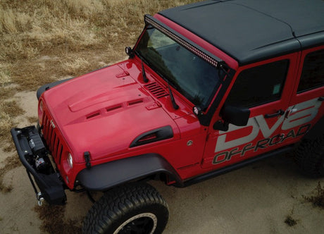 DV8 Offroad 07-18 Jeep Wrangler JK Metal Heat Dispersion Hood - Primer Black HDMB07-02