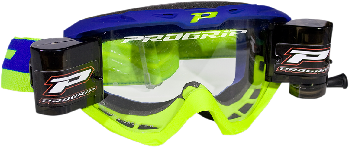 PRO GRIP 3450 Riot Roll Off Goggles - Electric Blue/Fluorescent Yellow PZ3450ROBEGF