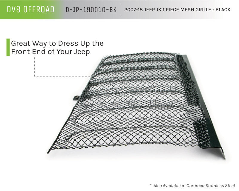 DV8 Offroad 2007-2018 Jeep JK Black Mesh Grille D-JP-190010-BK