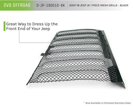 DV8 Offroad 2007-2018 Jeep JK Black Mesh Grille D-JP-190010-BK
