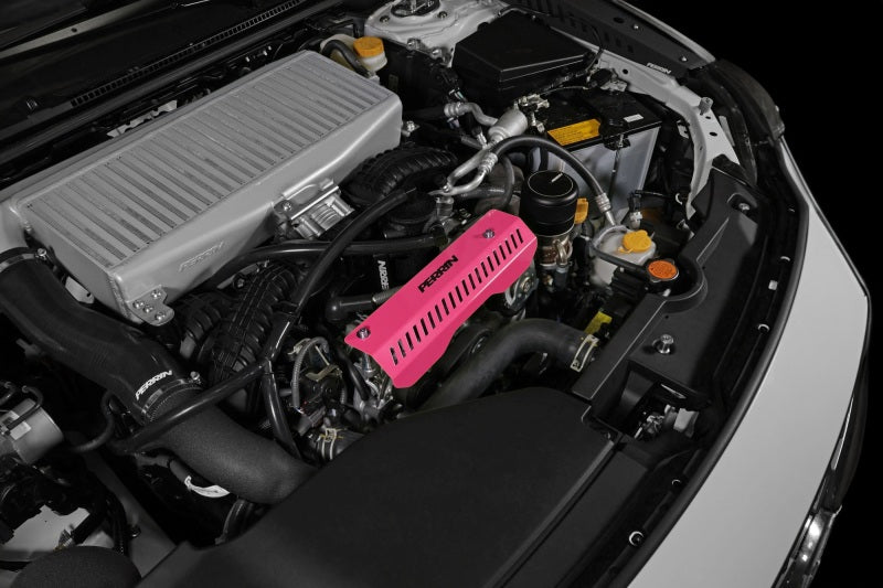 Perrin 22-23 Subaru WRX Pulley Cover (Short Version - Works w/AOS System) - Hyper Pink PSP-ENG-154HP