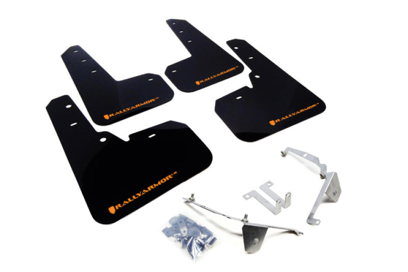 Rally Armor 13+ Subaru XV Crosstrek Black Mud Flap w/ Orange Logo MF26-UR-BLK/OR