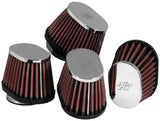 K&N Universal Chrome Oval Tapered Air Filter - 2in Flg ID x 4in OS L 3in OS W x 2.75in H RC-1824