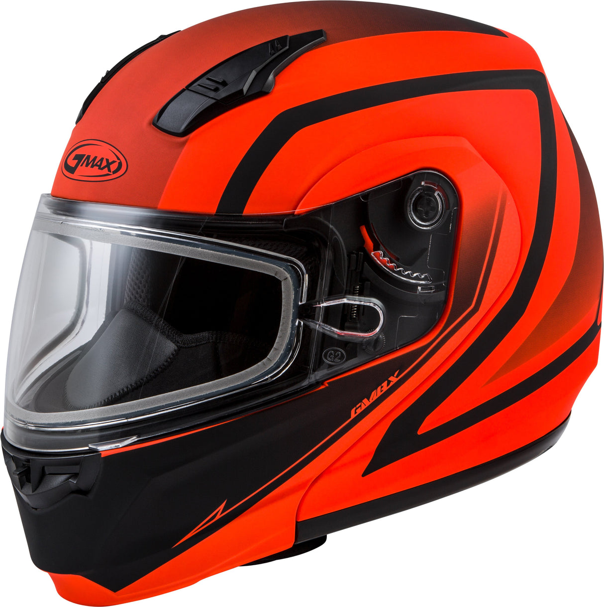 GMAX Md-04s Modular Docket Snow Helmet Matte Neon Org/Blk Lg G2042666
