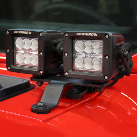 Go Rhino 18-20 Jeep Wrangler JL/JLU/Gladiator JT Light Mount - Two 3in Cubes 730230T