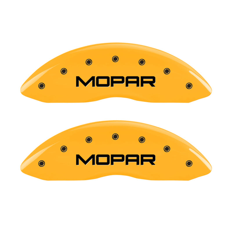 MGP 4 Caliper Covers Engraved Front & Rear MOPAR Yellow finish black ch 12162SMOPYL
