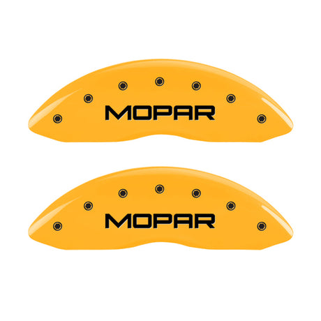MGP 4 Caliper Covers Engraved Front & Rear MOPAR Yellow finish black ch 12162SMOPYL