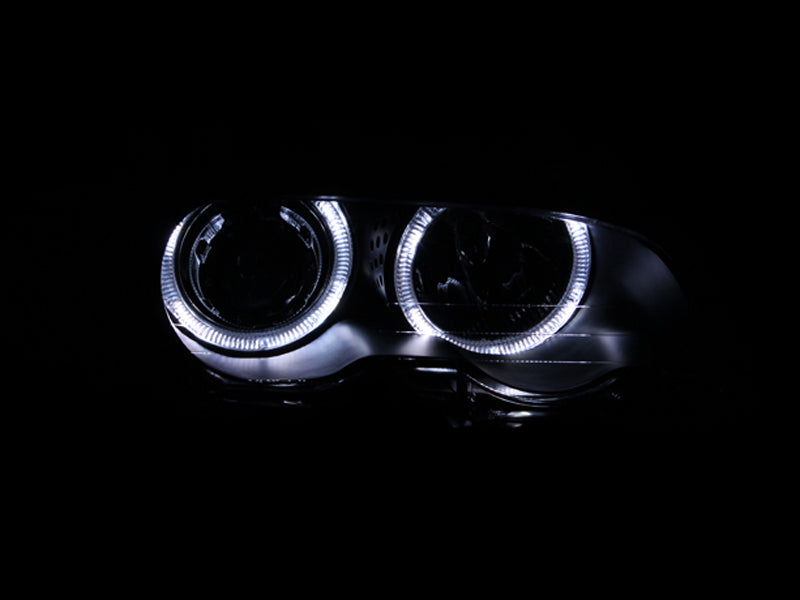 ANZO 2000-2003 BMW 3 Series E46 Projector Headlights w/ Halo Black 121269