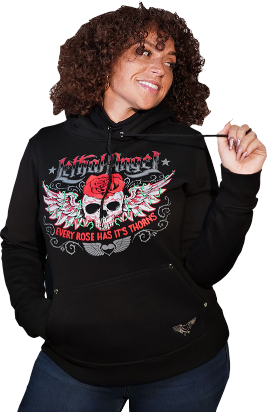 LETHAL THREAT Women's Skulls and Thorns Pullover Hoodie - Black - 3XL HD84071-3X