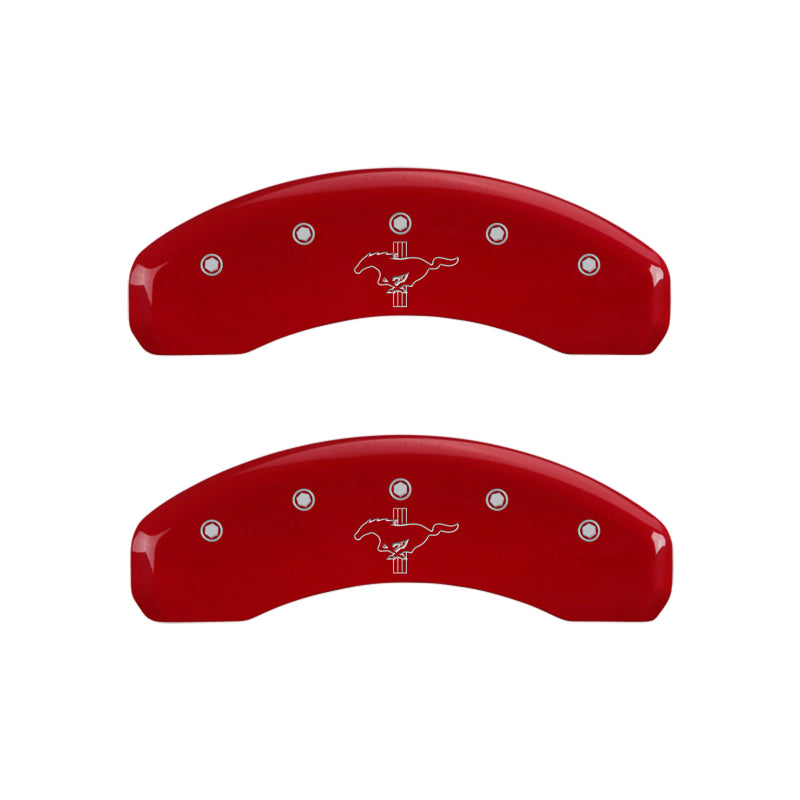 MGP 4 Caliper Covers Engraved Front 2015/Mustang Engraved Rear 2015/Bar & Pony Red/Silve 19in. Min 10204SMB2RD