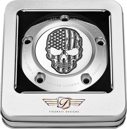 FIGURATI DESIGNS Timing Cover - 5 Hole - Skull - Contrast Cut - Stainless Steel FD27-TC-5H-SS