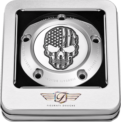 FIGURATI DESIGNS Timing Cover - 5 Hole - Skull - Contrast Cut - Stainless Steel FD27-TC-5H-SS