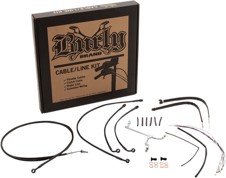 BURLY BRAND Handlebar Cable/Brake Line Kit - Complete - 18" Ape Hanger Handlebars - Stainless Steel B30-1157