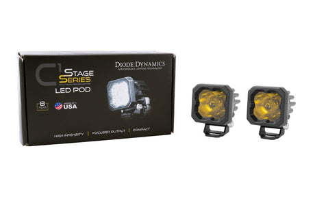 Diode Dynamics Stage Series C1 LED Pod Sport - Yellow Wide Standard ABL (Pair) DD6443P