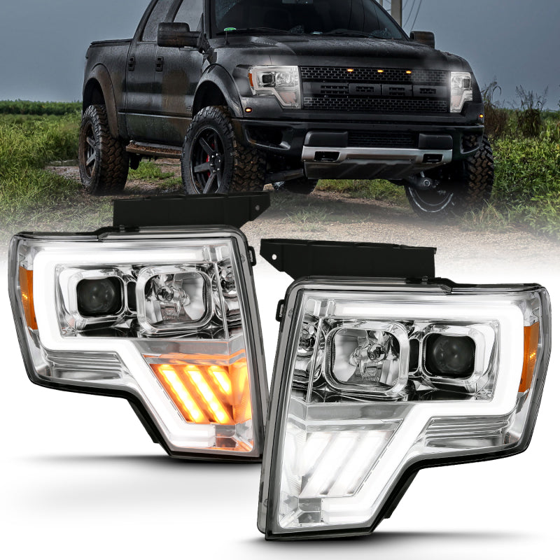 ANZO 2009-2013 Ford F-150 Projector Light Bar G4 Switchback H.L. Chrome Amber 111470