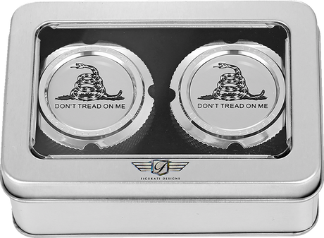 FIGURATI DESIGNS Front Axle Nut Cover - Stainless Steel - Don't Tread On Me FD40-FAC-SS