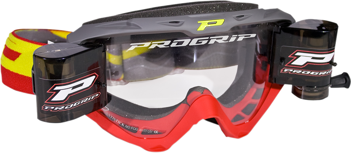 PRO GRIP 3450 Riot Roll Off Goggles - Gray/Red PZ3450ROGRRO