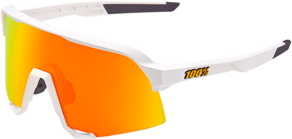 100% S3 Sunglasses - White - Red Mirror 60005-00009