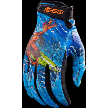 ICON Hooligan™ Dino Fury Gloves - Blue - 3XL 3301-4640