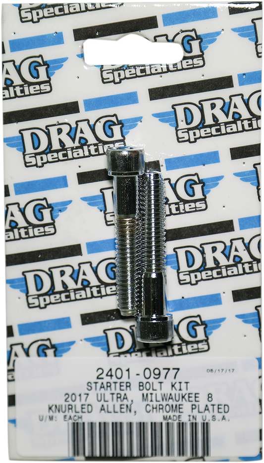 DRAG SPECIALTIES Kit de pernos moleteados de arranque - Cromado - M8 MK781 