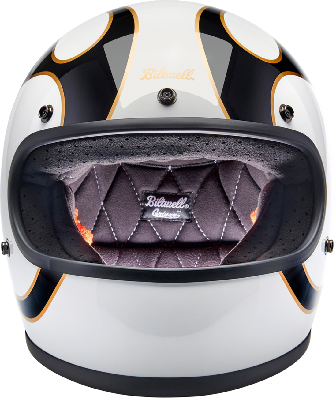 BILTWELL Gringo Helmet - Flames - White/Black - XS 1002-561-501