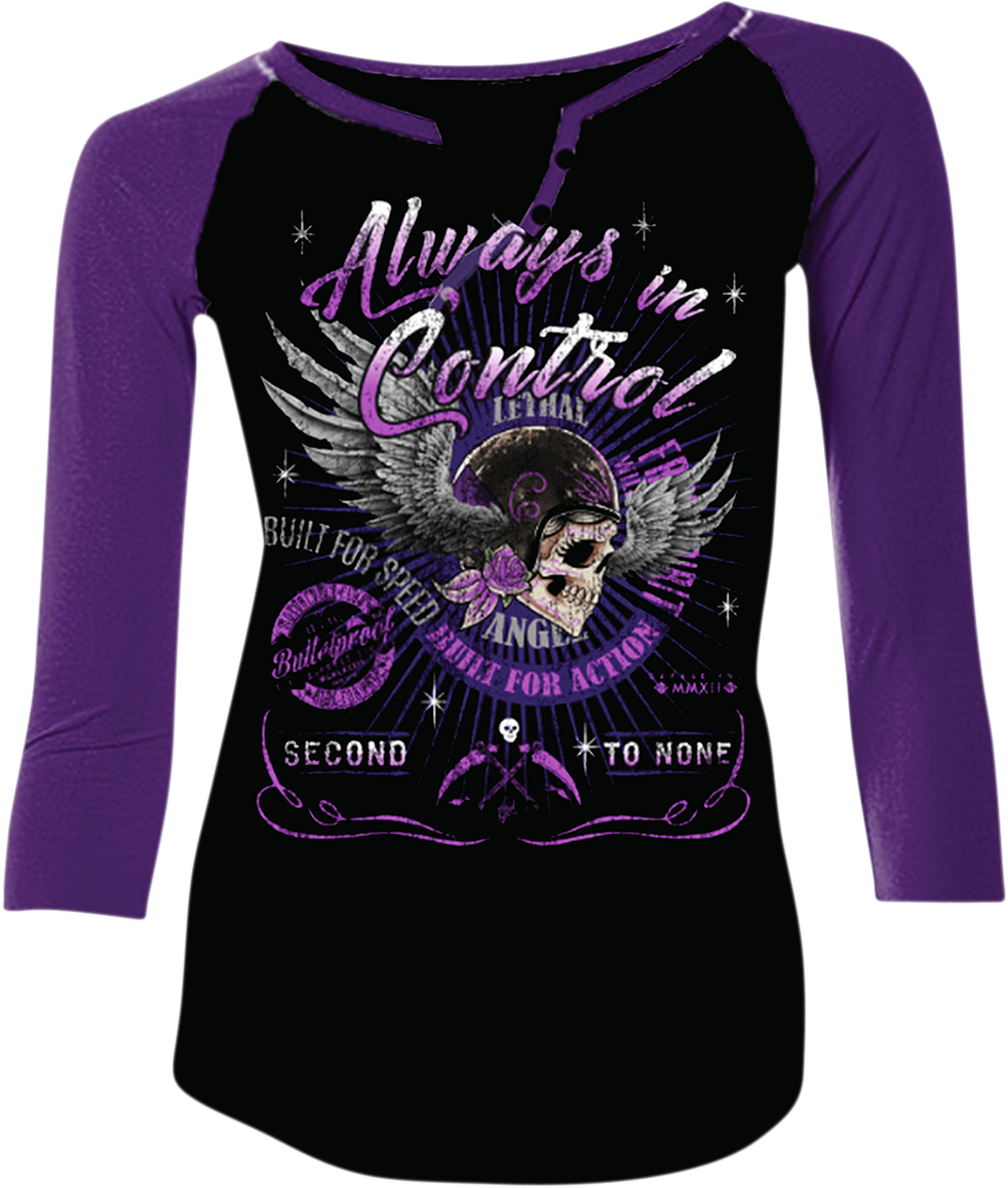 LETHAL THREAT Women's Control T-Shirt - Black/Purple - Small LA20608S