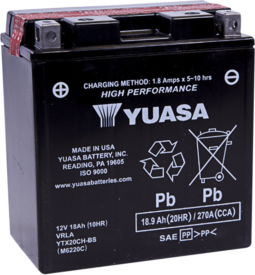 YUASA AGM Battery - YTX20CH-BS .82 L YUAM6220C