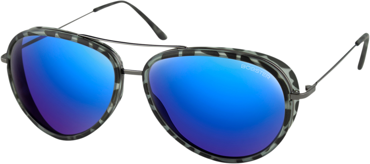 BOBSTER Ice Sunglasses - Matte Gray Tortoise Gunmetal - Brown HD Blue Mirror BICE102HD