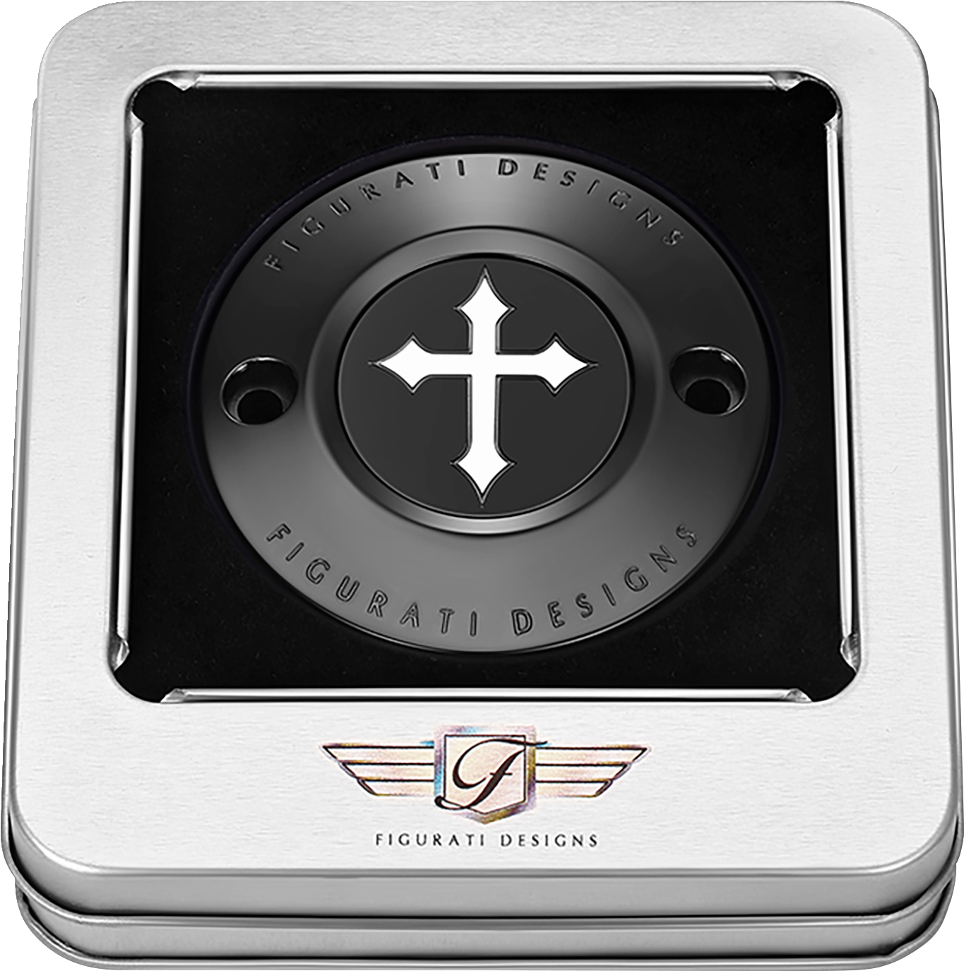 FIGURATI DESIGNS Timing Cover - 2 Hole - Cross - Black FD41-TC-2H-BLK