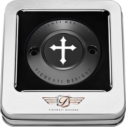 FIGURATI DESIGNS Timing Cover - 2 Hole - Cross - Black FD41-TC-2H-BLK