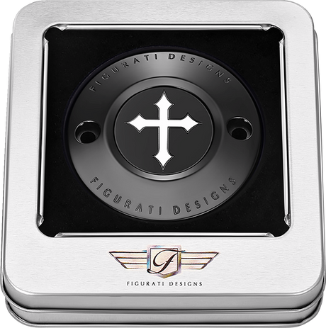 FIGURATI DESIGNS Timing Cover - 2 Hole - Cross - Black FD41-TC-2H-BLK