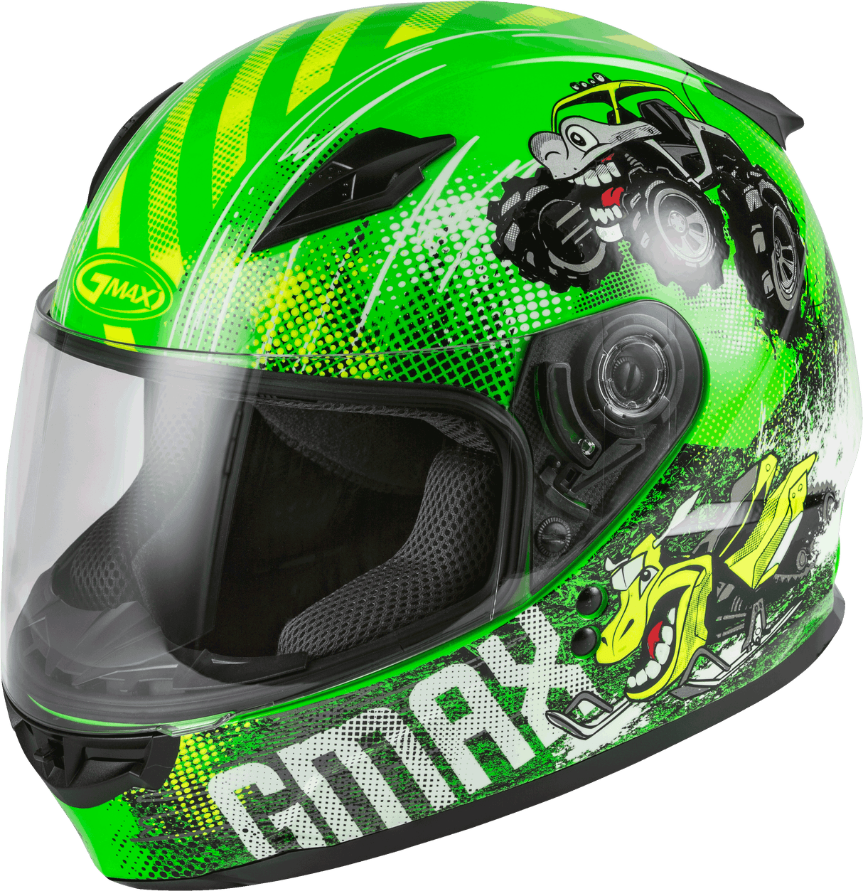 GMAX Youth Gm-49y Beasts Full-Face Helmet Neon Green/Hi-Vis Yl G1498672