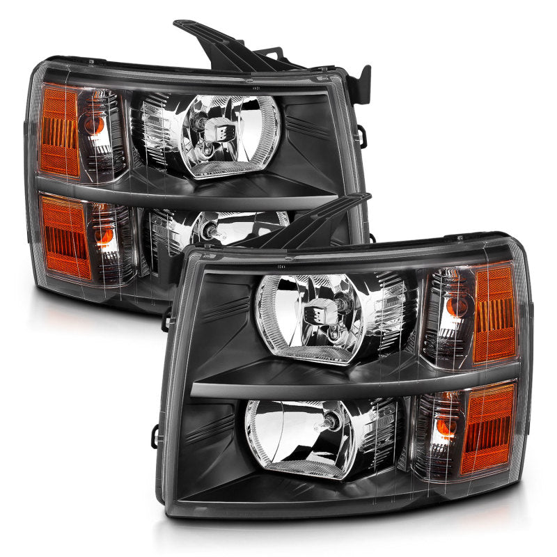 ANZO 2007-2013 Chevrolet Silverado Crystal Headlights Black 111393