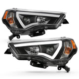 ANZO 14-18 Toyota 4 Runner Plank Style Projector Headlights Black w/ Amber 111416