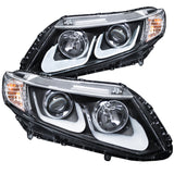 ANZO 2012-2015 Honda Civic Projector Headlights w/ U-Bar Black 121479