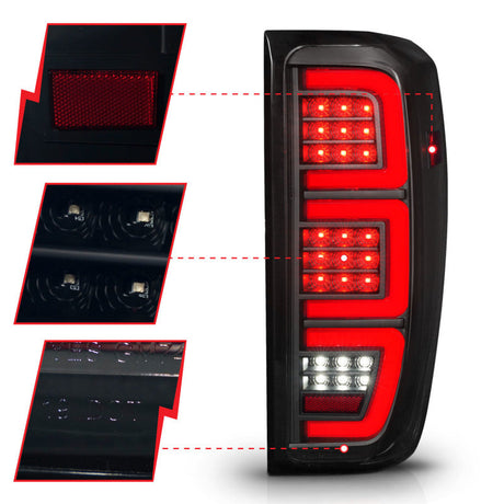 Anzo 19-23 GMC Sierra 1500/2500HD/3500HD Smoke Black Replacement Full LED Bar Tail Light 311458