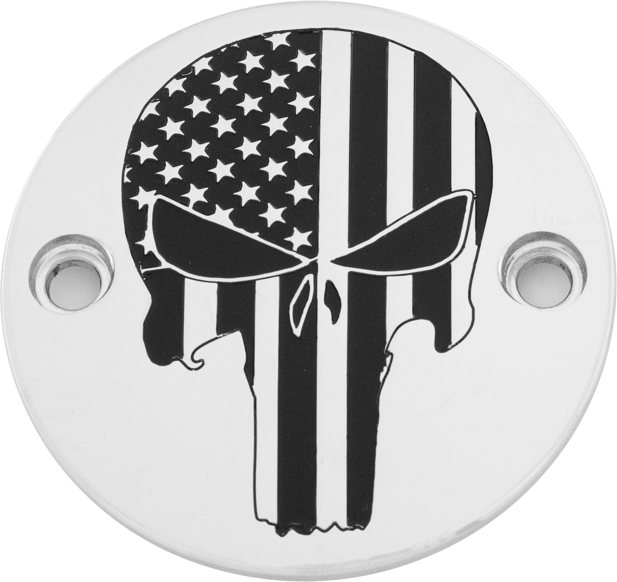 CUSTOM ENGRAVING M8 Timer Cover Punisher Chrome PATR22-63