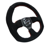 NRG Reinforced Steering Wheel (320mm Horizontal / 330mm Vertical) Suede w/Red Stitch RST-009S-RS