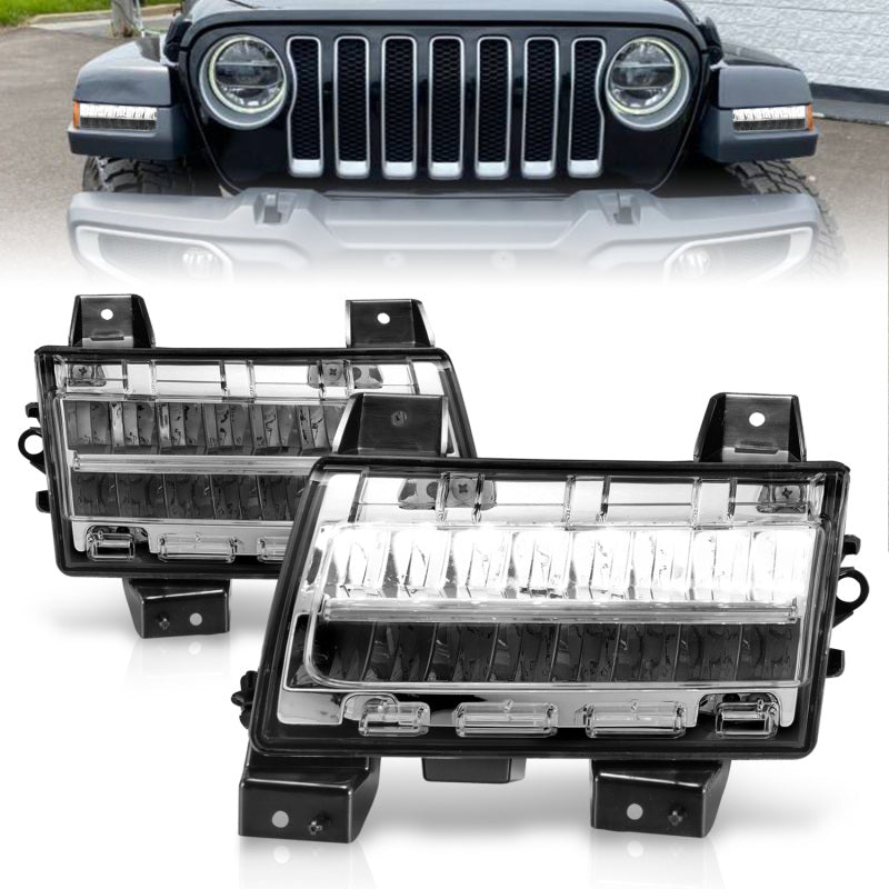 ANZO 2018-2021 Jeep Wrangler LED Side Markers Chrome Housing Clear Lens w/ Sequential Signal 511086
