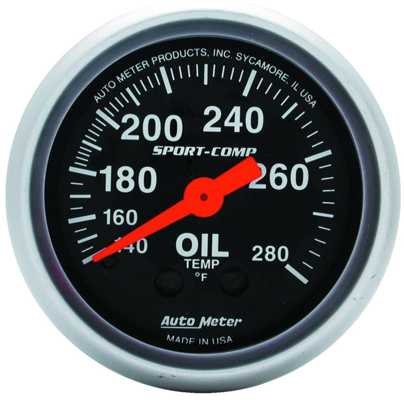 Autometer Sport-Comp 52.4mm 140-280 Deg F Mech Oil Temp Gauge 3341