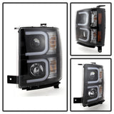 Spyder Chevy Silverado 1500 14-16 Projector Headlights Light Bar DRL Blk PRO-YD-CS14-LBDRL-BK 5079473