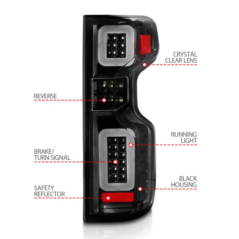 Anzo 19-21 Chevy Silverado Full LED Tailights Black Housing Clear Lens G2 (w/C Light Bars) 311414