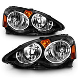 ANZO 2002-2004 Acura Rsx Crystal Headlights Black 121209