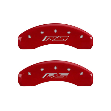 MGP 4 Caliper Covers Engraved Front & Rear Gen 5/RS Red finish silver ch 14033SRS5RD