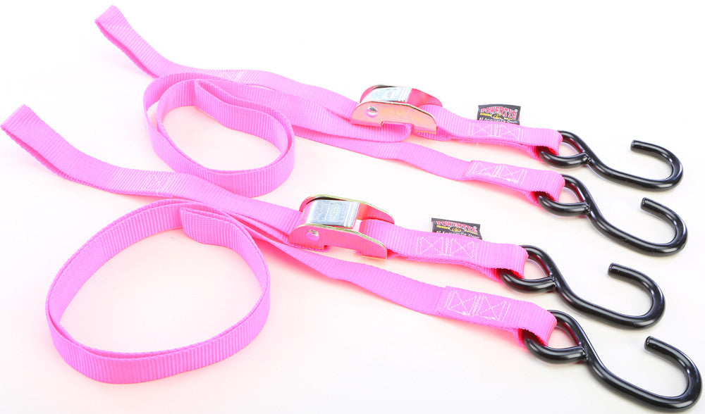 POWERTYE Tie-Down Cam S-Hook 1"X5.5' Pink Pair 22267