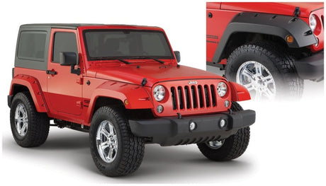 Bushwacker 07-18 Jeep Wrangler Pocket Style Flares 2pc - Black 10077-02