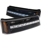 ANZO 2003-2006 Chevrolet Silverado 1500 LED Parking Lights Black w/ Amber Reflector 511067
